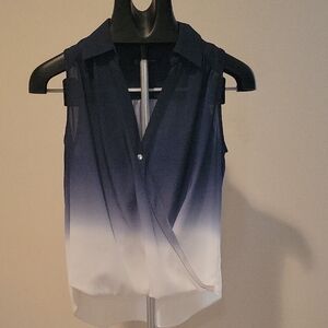 INC Women's Sleeveless Ombre Top - Blue and White